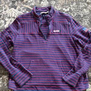 Vineyard Vines Navy and Red Striped Knit Pullover
